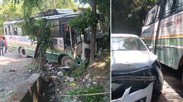 धर्मशाला से होशियारपुर जा रही HRTC बस हादसे का शिकार, एक दर्जन से अधिक यात्री घायल
