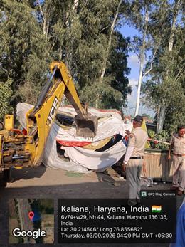 करनाल में एनएच-44 पर एनएचएआई ने शुरू किया व्यापक अतिक्रमण विरोधी अभियान