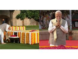 प्रधानमंत्री मोदी ने राजघाट जाकर बापू को पुष्पांजलि अर्पित की, कहा- महात्मा गांधी के विचारों ने पूरी दुनिया को प्रेरित किया